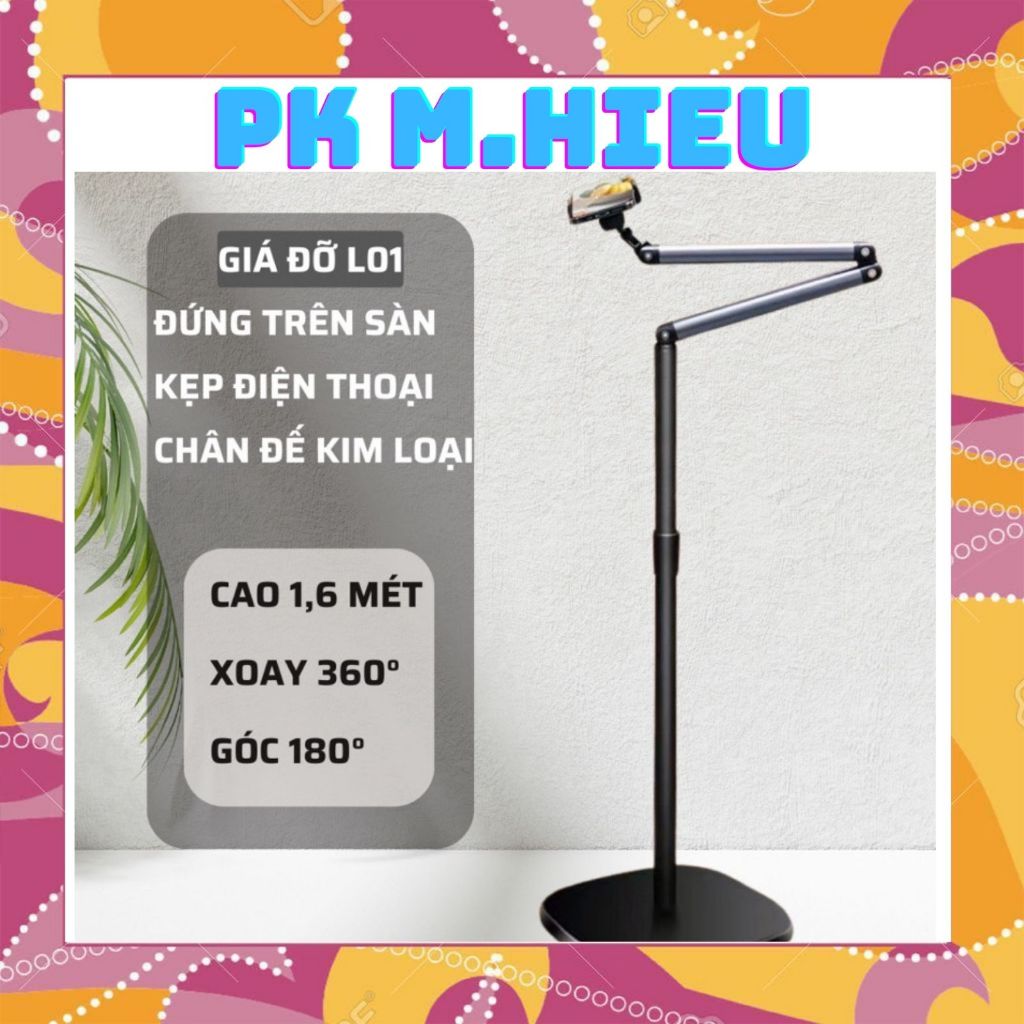  Giá đỡ điện thoại L01 giá đỡ cây treo trên sàn bằng kim loại cao 1,6m để xem phim quay hình video chụp ảnh livestream 