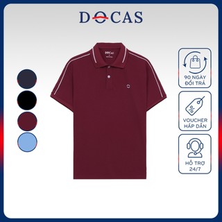 Po217023 áo polo nam docas vải cotton cmc cổ phối viền trắng phom regular fit