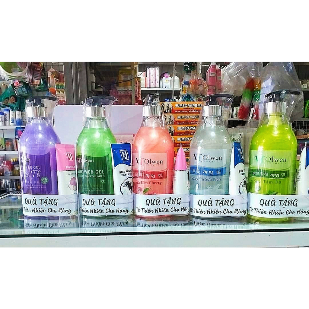 VT.OLwen - Sữa tắm sữa non,Tắm Bơ,Tắm Chery Trà Xanh,Oliu, Tía Tô 750ML ( TẶNG KÈM 1 SỬA RỮA MẶT)