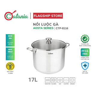 Nồi luộc gà catania inox 304 đáy từ 30cm ctp-8116