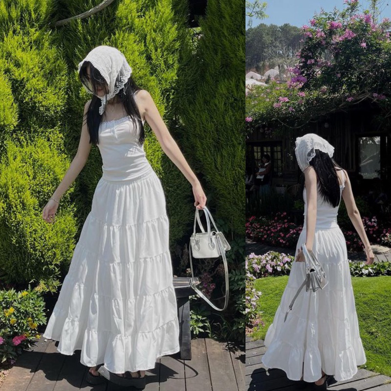 Chân váy xoè nhiều tầng dáng dài phong cách Hàn Quốc CV-ha17