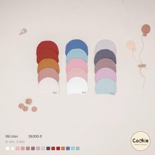 Mũ Tròn Cookie - Chất Cotton Tăm Siêu Mềm, Mát Cho Bé Sơ Sinh