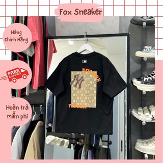 Áo thun mlb ny đen cam hàng chính hãng code: 3atsm0443-50bks | fox sneaker