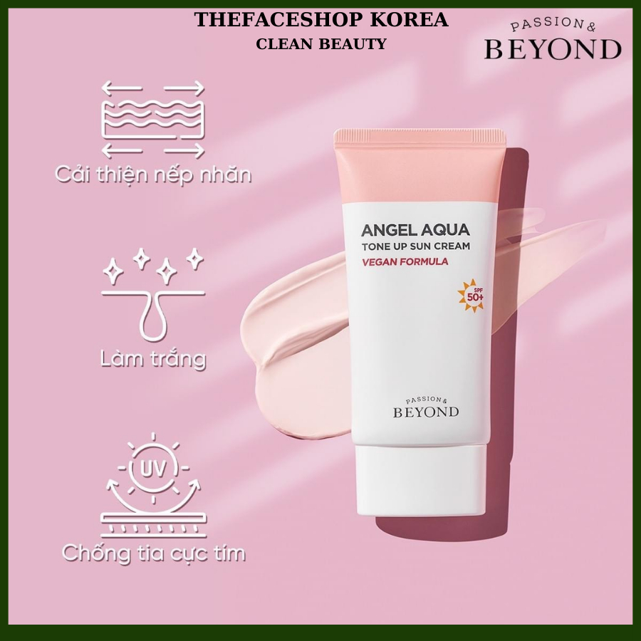 [Hàng công ty LG Vina] Kem chống nắng Phổ Rộng nâng tone trắng hồng lâu trôi cấp ẩm Beyond Angel Aqu