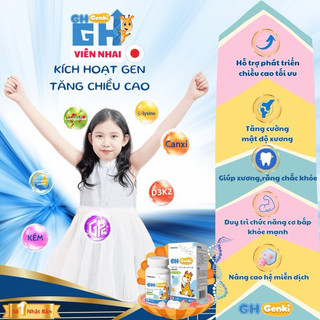 GH Genki Nhật Bản -Viên Nhai Kích Hoạt Gen Tăng Chiều Cao - Lọ 90 viên