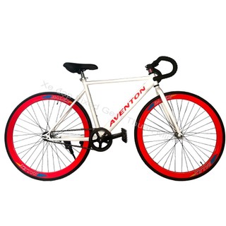 Xe đạp fixed single - aventon - trắng đỏ, bảo hành 1 năm