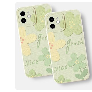 Ốp lưng iphone hoa green fresh nice chống bẩn cạnh vuông bảo vệ camera cho iphone 17 16 6 đến 15promax e0116 - Home Case
