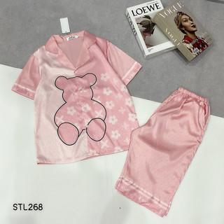 Bộ lụa Pijama lửng lụa XƯỚC cao cấp có size