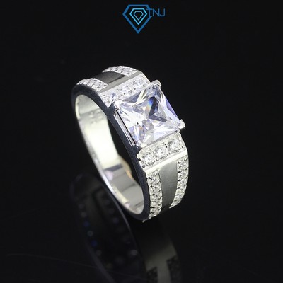 Nhẫn bạc nam mặt đính đá vuông sang trọng, trang sức nhẫn nam bạc 925 cao cấp NNA0532 - Trang Sức TNJ