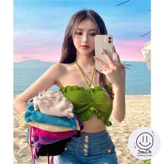 Áo Ống Len, Áo Quây Len Dệt Kim Khoét Bèo Đan Ngực Dáng Ngắn Co Dãn Thiết Kế Gợi Cảm Dành Cho Nữ / Smide Clothing