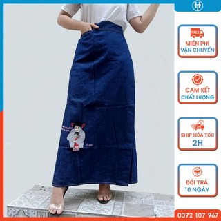 Váy chống nắng dễ thương cho nữ vải jean cotton dày mềm thêu họa tiết Tình yêu JHT112 H&T FASHION