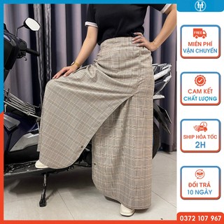  Váy chống nắng xẻ tà nữ vải kaki cotton mềm mát và không bị rút có nút bấm chân H&T FASHION