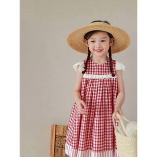 Yauakids - Váy kẻ cánh tiên phối ren bé gái