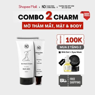1 Tuýp Xoá Thâm Be Charm 100ml Và 1 Tuýp Charm Eyes Cream 15ml ND (Tặng 1BHA 5ml và Mặt nạ mắt)