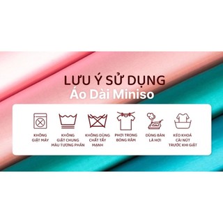 Áo dài xanh cô ban lụa 2 tà mềm mịn mát MINISO