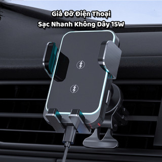 Giá Đỡ Điện Thoại Ô Tô Gắn Taplo, Kẹp Cửa Gió Điều Hòa - Kèm Sạc Không Dây 15W