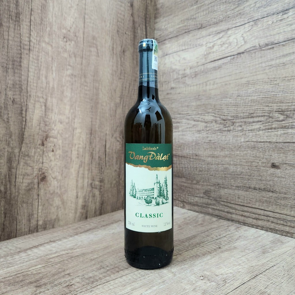 Rượu Vang Đà Lạt Classic White Wine 750ml/12%vol Giống nho Cardinal