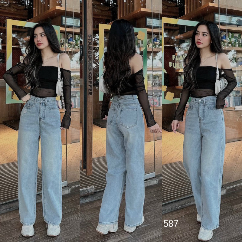 Quần Jean Ulzzang dáng dài siêu hack dáng