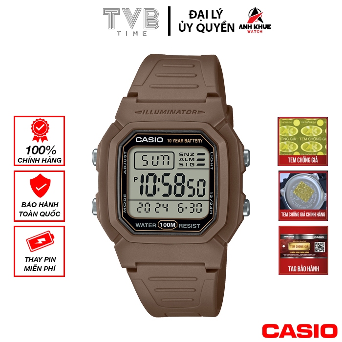 Đồng hồ nam dây nhựa Casio chính hãng W-800H-5AVDF (36mm)
