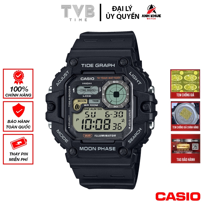 Đồng hồ nam dây nhựa Casio chính hãng WS-1700H-1AVDF (48mm)