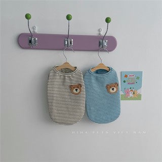 Áo Thun Ba Lỗ Tay Gấu Sọc Ngang Len Gấu Cho Chó Mèo Áo Thú Cưng Dễ Thương Hiha Pets.