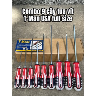 Combo 9 cây tua vít 2 đầu USA T-Man thép CRV