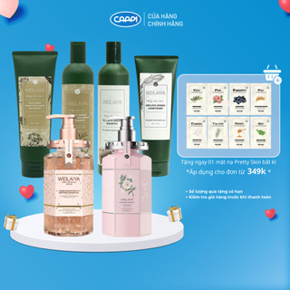 [SET QUÀ TẶNG] Sữa Tắm Weilaiya 450ml (tặng bông tắm) - Hoa Trà Camellia, Hoa Hồng Damask Rose - Dầu Gội Xả Gừng