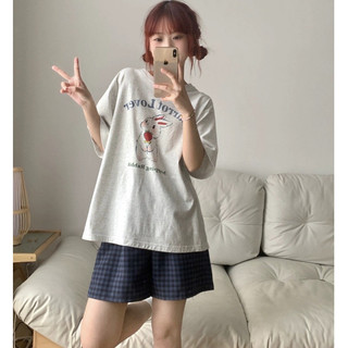  Set Đồ đùi mặc nhà mùa hè LAM Đồ bộ Nữ mùa hè áo ngắn tay quần đùi caro trẻ trung - Chất áo Cotton quần đũi mềm mại 