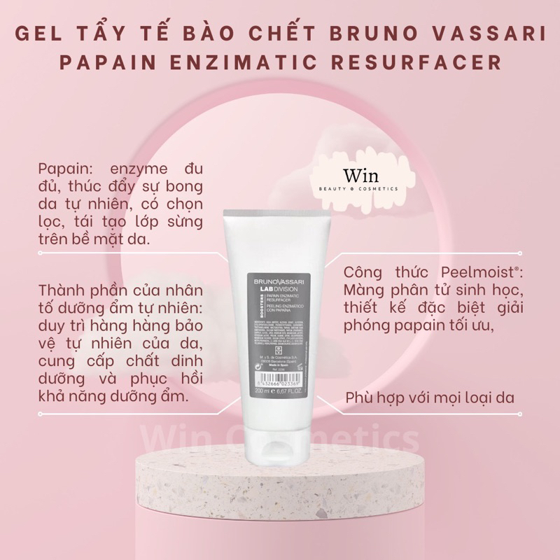 [Hàng Cty] Gel Tẩy Tế Bào Bruno Vassari  Papain Enzymatic Resuefacer - Wincosmetic