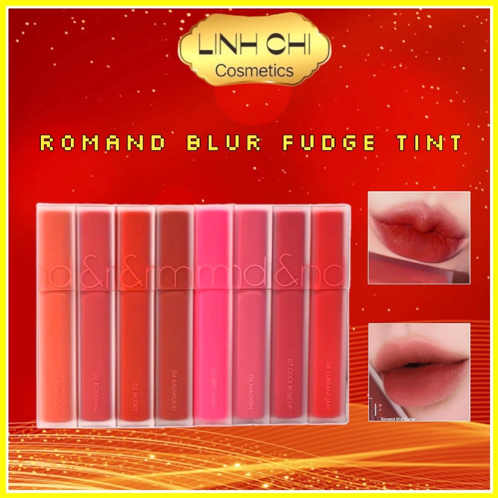 Son Kem Romand Blur Fudge Tint Siêu Lì, Lên Màu Chuẩn, Mịn Môi