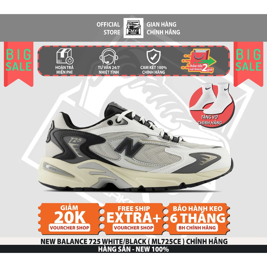 [ HÀNG CHÍNH HÃNG CÓ SẴN ] Giày NEW BALANCE 725 WHITE BLACK GREY ( ML725CE ) - AUTHENTIC 100%