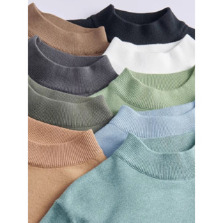 <<Có sẵn>> Áo len / áo sợi dệt cổ lọ tay dài trắng đen đơn giản phong cách Hàn quốc dành cho nam tối giản trẻ trung