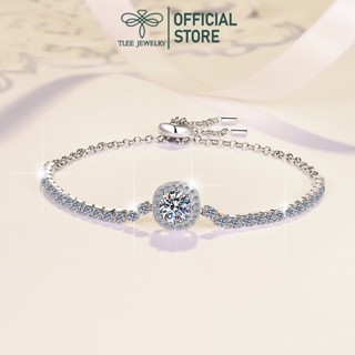 Lắc tay bạc nữ TLEE, vòng tay mặt đá vuông sợi dây xích TLEE JEWELRY LT0324