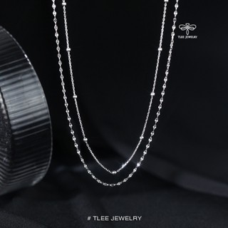 Dây chuyền bạc nữ TLEE, vòng cổ dây kép hoa mix dây bi nữ tính TLEE JEWELRY D0353