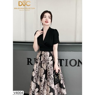 Váy Thiết Kế Cao Cấp Phối Tùng Xòe Tiểu Thư, Sang Trọng V4004 - Thương Hiệu DVC