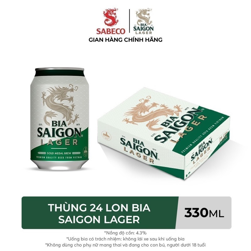 Lon bia Saigon Lager - 330ml/lon