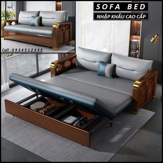 Giường sofa kiêm ghế sofa cao cấp.ghế sofa giường đa năng có ngăn chứa đồ. khung thép mangan ốp gỗ sồi cao cấp