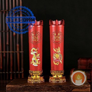 Đèn nến cưới song hỷ long phụng điện tử [KÈM ADAPTER KHÔNG KÈM PIN]