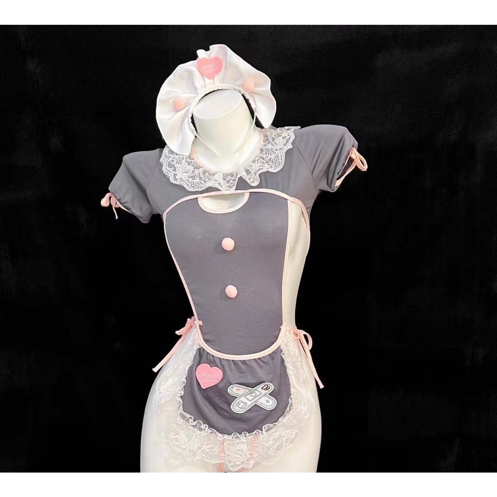 Váy ngủ hầu gái quai buộc xám sexy 5424