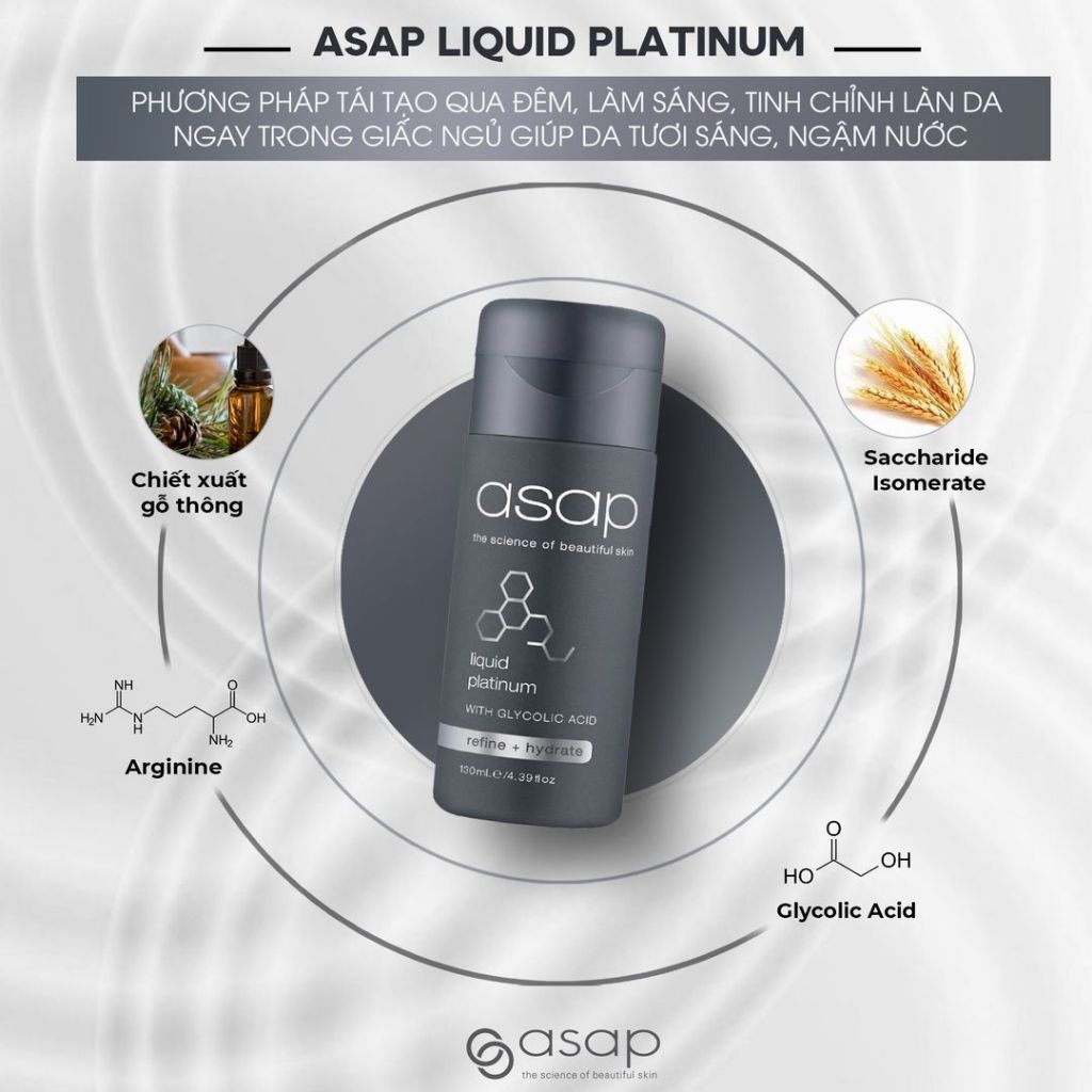 Nước thần Asap Liquid Platinum 130ml - Dưỡng ẩm, tái tạo, thu nhỏ lỗ chân lông & làm sáng da
