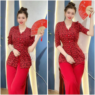 Bộ bà ba cổ tim tay lỡ in 3d