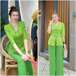 Bộ bà ba cổ tim tay lỡ in 3d