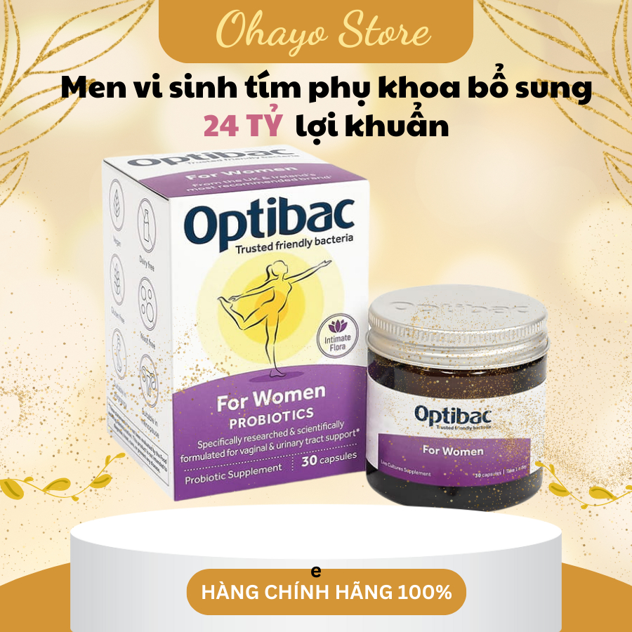 Men vi sinh Optibac tím phụ khoa (30v/ 90v) hỗ trợ vùng kín cho phụ nữ và mẹ bầu Optibac Probiotics
