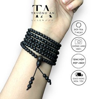 Vòng trầm 216 hạt ép dầu thơm mạnh đeo tay size 4mm, bảo hành mùi thơm vĩnh viễn