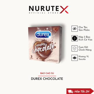 [CHÍNH HÃNG] Bao cao su hương thơm socola DUREX NAUGHTY CHOCOLATE, hộp 3 bcs