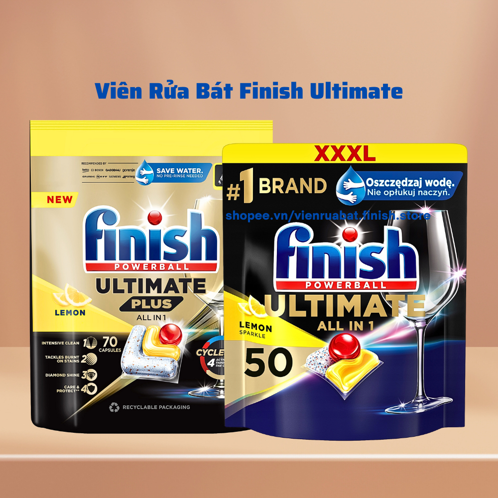 Viên Rửa Bát Finish Quantum Max Quantum Ultimate 100 Viên 60 Viên [Loại Cao Cấp, Sạch Vô Địch ]