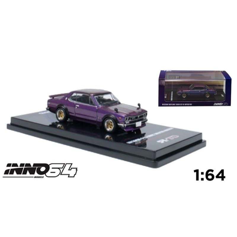 Mô hình xe ô tô Nissan skyline 2000 GTR (KPGC10) Midnight purple tỉ lệ 1:64 Inno64 IN64-KPGC10-MPII