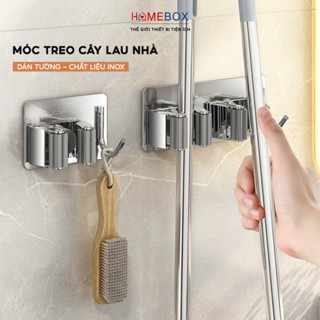  Móc treo cây lau nhà đa năng keo dán chịu lực cao cấp Móc kẹp giữ chổi dán tường inox 304 chống gỉ 