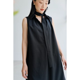 Chicka Chicka - Đầm sơ mi cotton dáng maxi sát nách màu đen