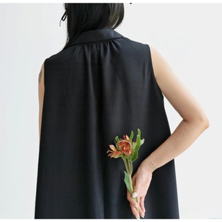 Chicka Chicka - Đầm sơ mi cotton dáng maxi sát nách màu đen